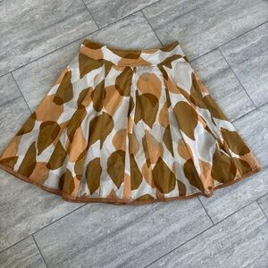 Anthropologie Odille Brown Tallow Blade Leaf Print Skirt Size 10k Y2K Boho